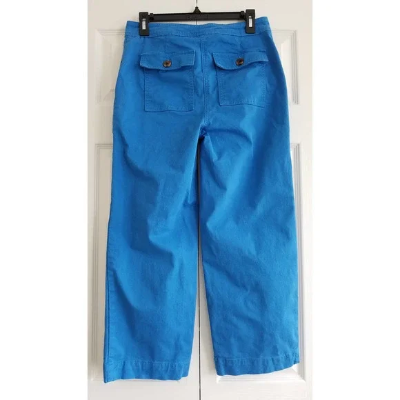 Boden Womens Beaufort Button Fly Pants Cropped Blue Size 4R - Picture 3 of 6